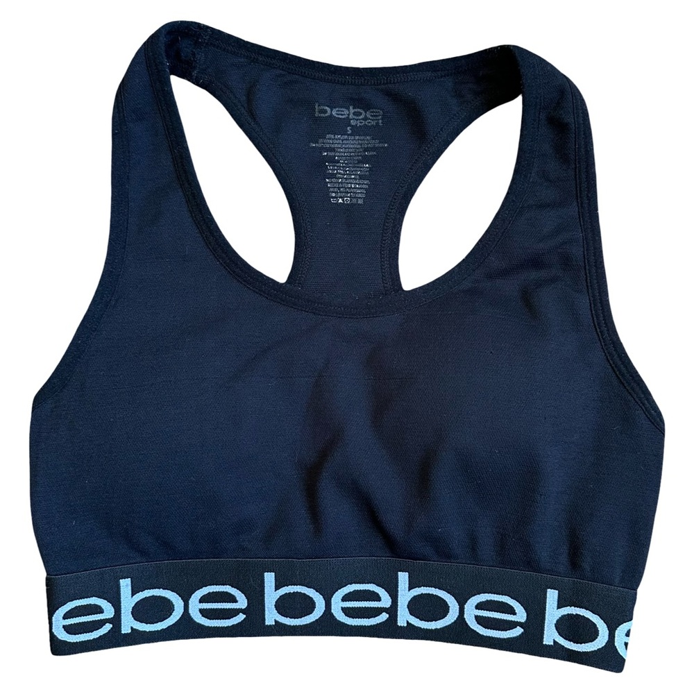 Bebe Sport Women’s Black Racerback Sports Bra Size Small EUC Y2K Activewear